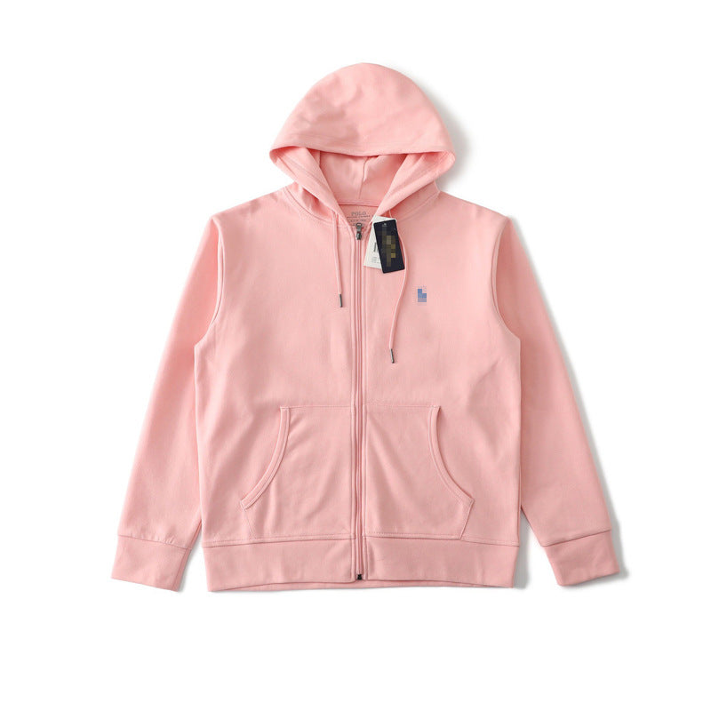 Embroidered Hooded Zip-Up Sweatshirt Jacket
