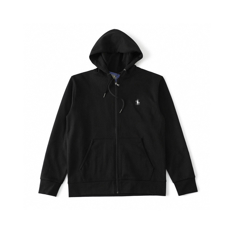 Embroidered Hooded Zip-Up Sweatshirt Jacket