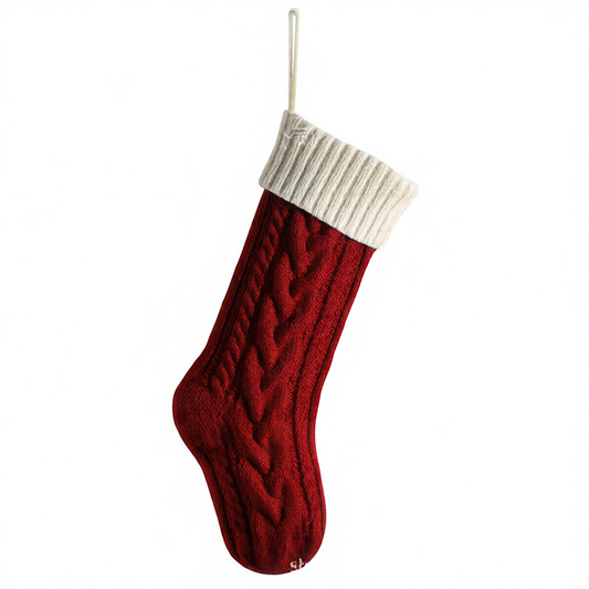 Embroidered Knit Christmas Stocking