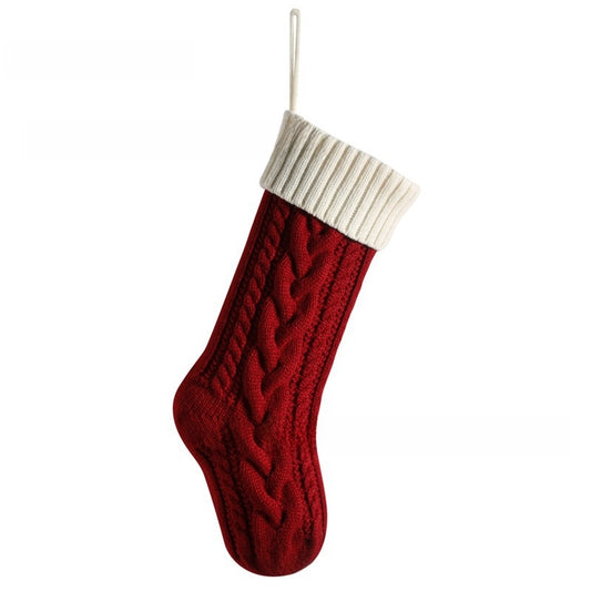 Embroidered Knit Christmas Stocking