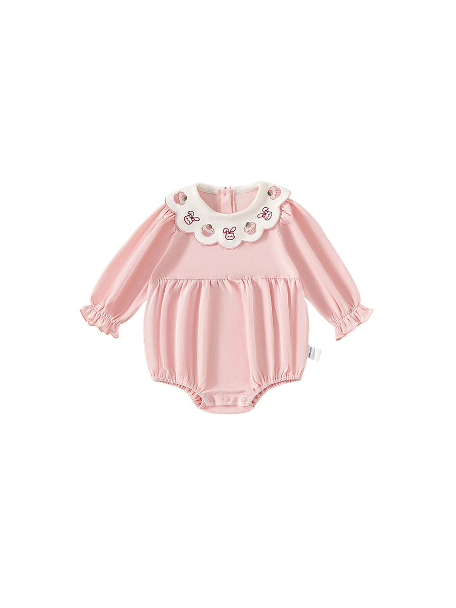 Embroidered lace collar girls' one-piece dress