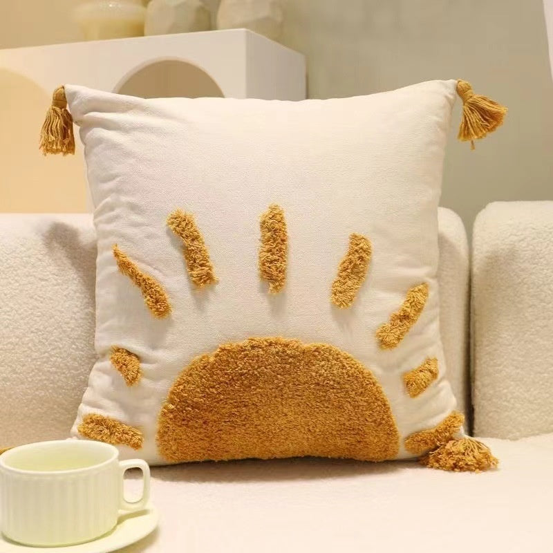 Embroidered leaves pillow case