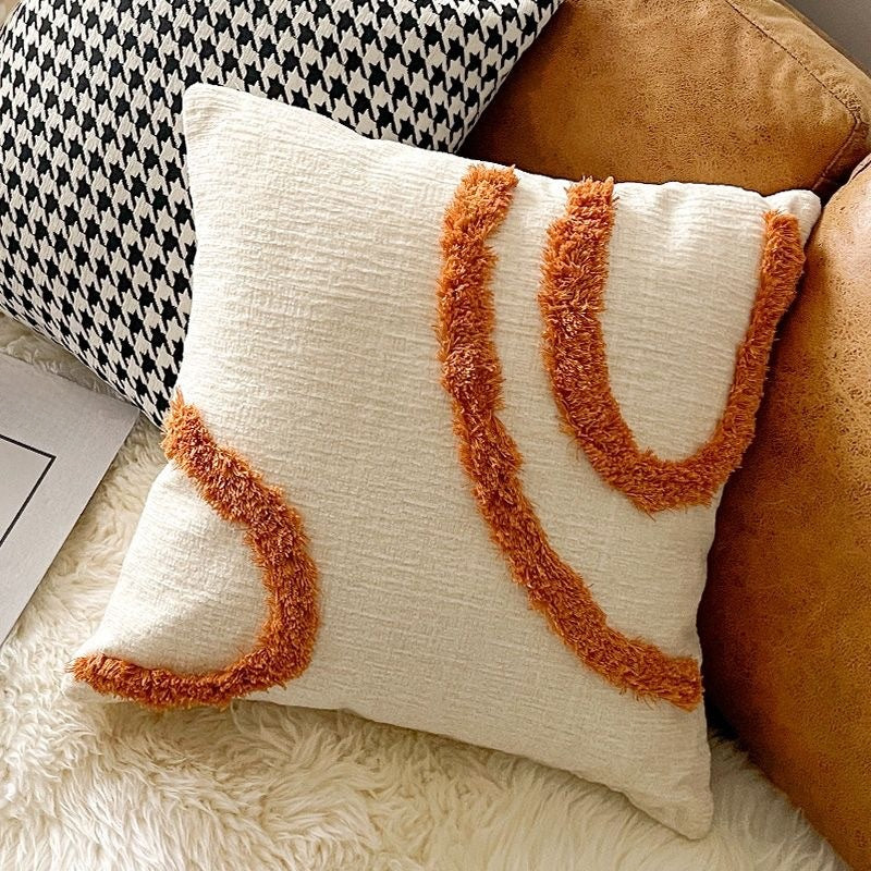 Embroidered leaves pillow case