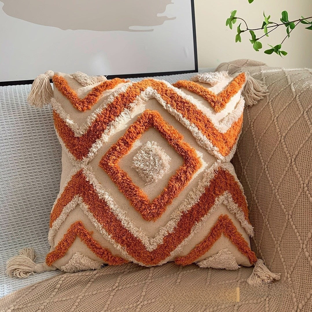Embroidered leaves pillow case