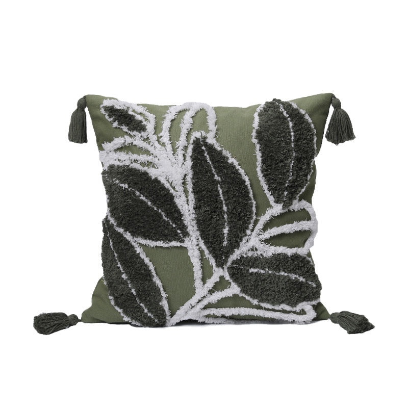 Embroidered leaves pillow case