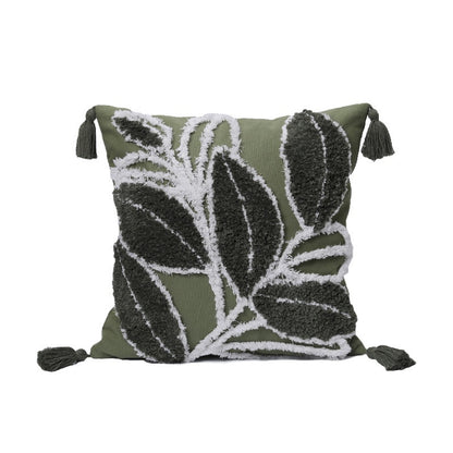 Embroidered leaves pillow case