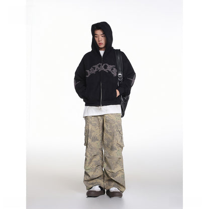 Embroidered Letter Fleece Hoodie