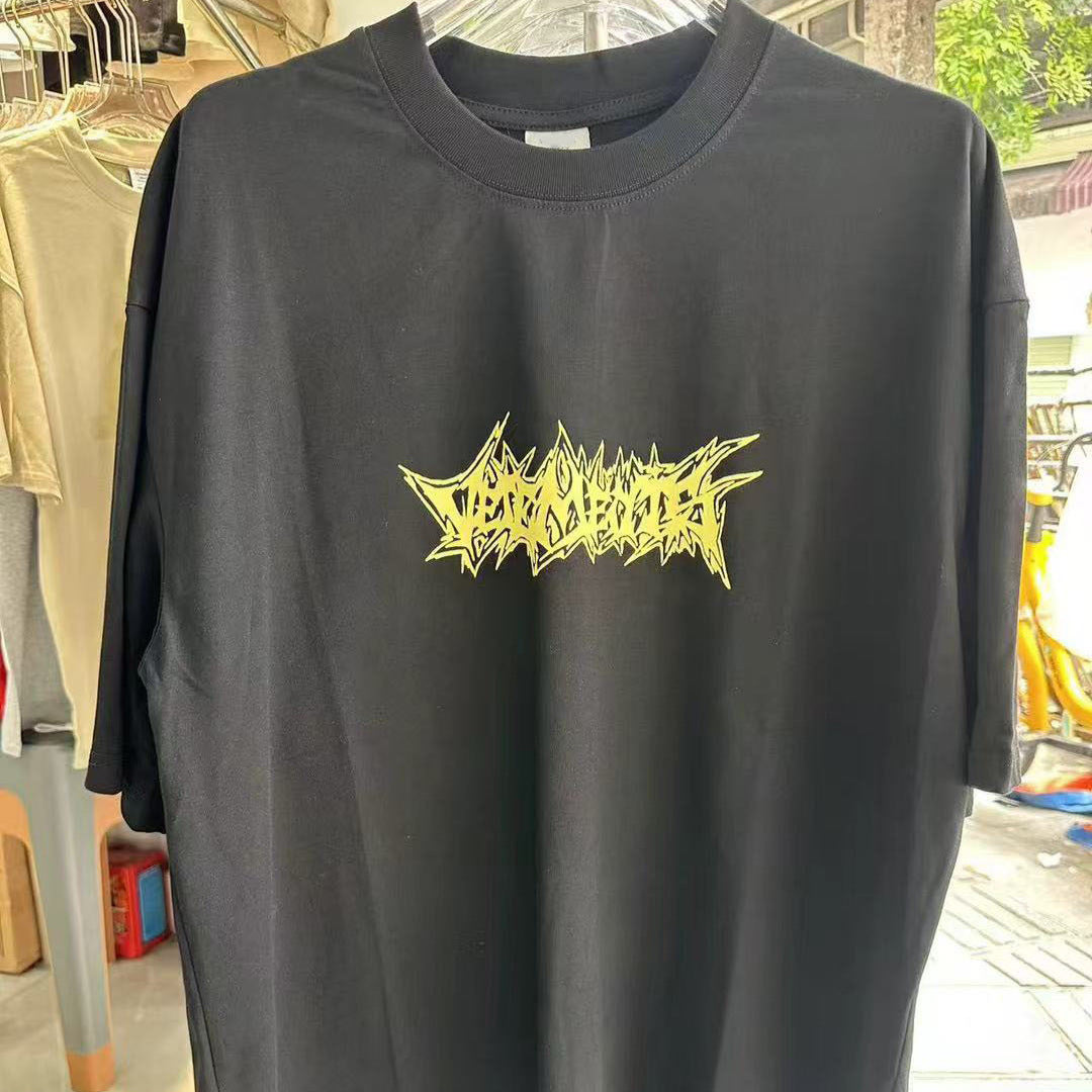 Embroidered Letter Logo Cotton T-Shirt