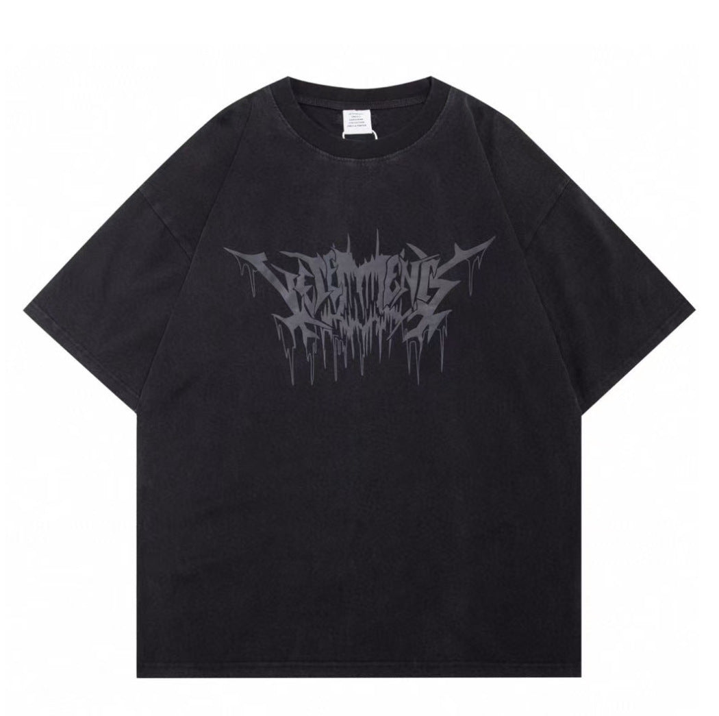 Embroidered Letter Logo Cotton T-Shirt