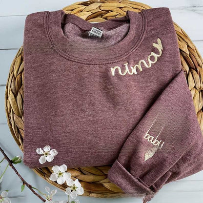 Embroidered Letter Round Neck Sweater