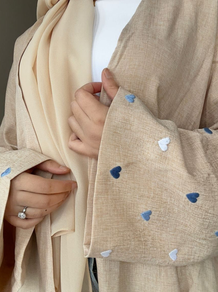 Embroidered Long Cardigan Dress