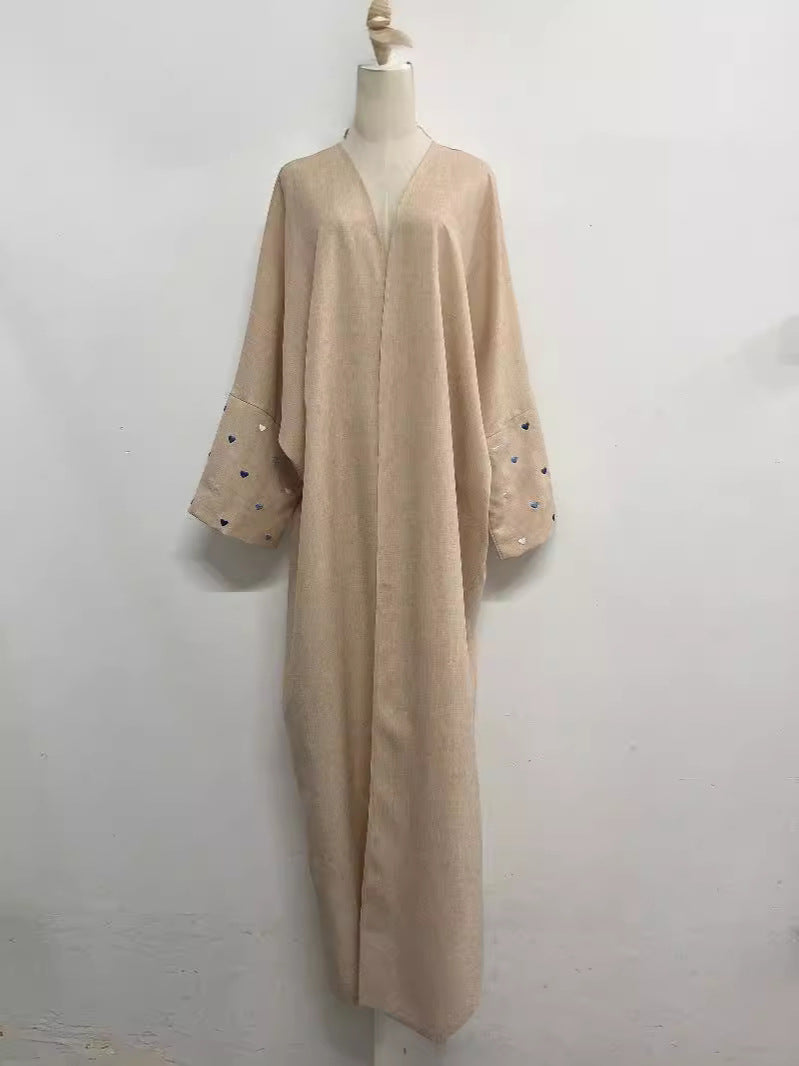 Embroidered Long Cardigan Dress