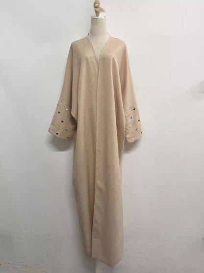 Embroidered Long Cardigan Dress