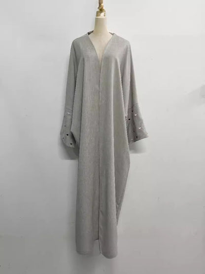 Embroidered Long Cardigan Dress
