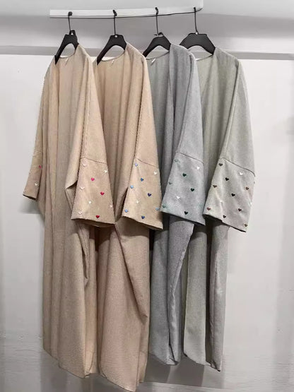 Embroidered Long Cardigan Dress