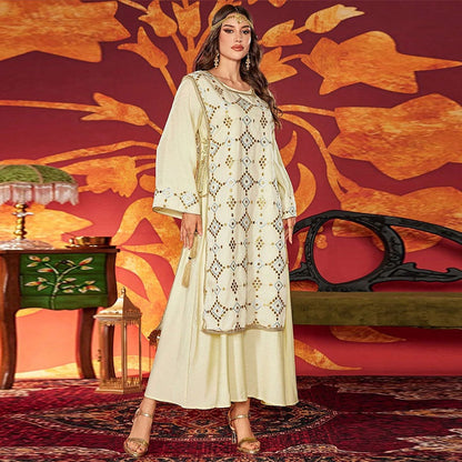 Embroidered Long Dress with Sequins