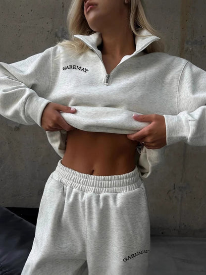 Embroidered Long Sleeve Sweatshirt and Pants Set