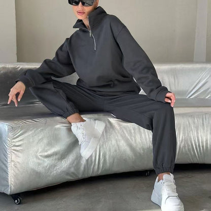 Embroidered Long Sleeve Sweatshirt and Pants Set