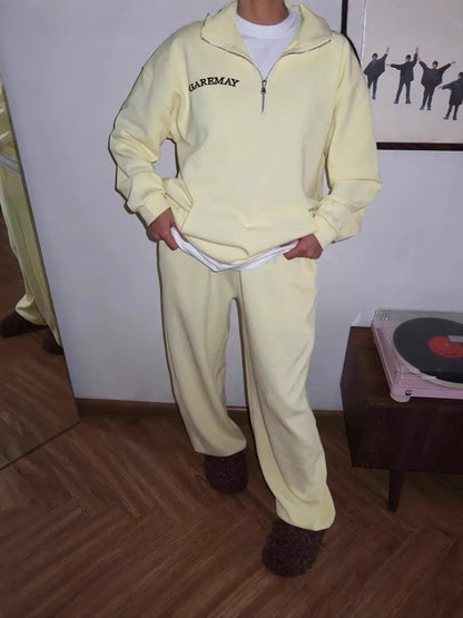 Embroidered Long Sleeve Sweatshirt and Pants Set