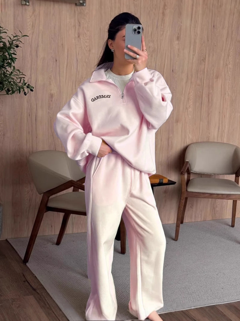 Embroidered Long Sleeve Sweatshirt and Pants Set