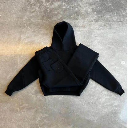 Embroidered loose hooded sweatshirt