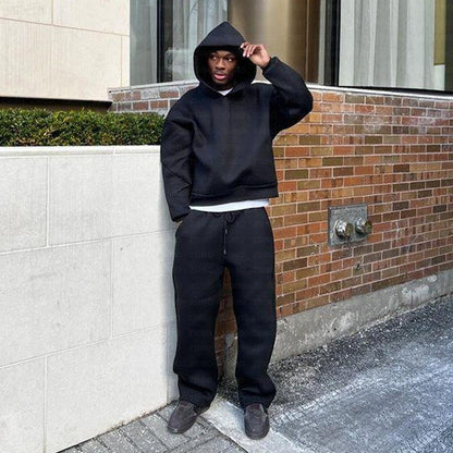 Embroidered loose hooded sweatshirt