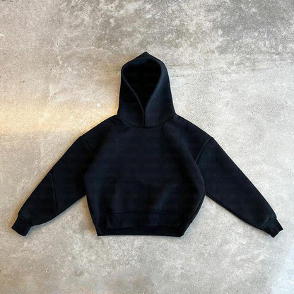 Embroidered loose hooded sweatshirt