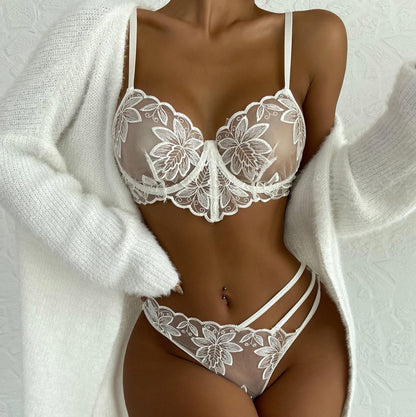 Embroidered Mesh Lace Underwear