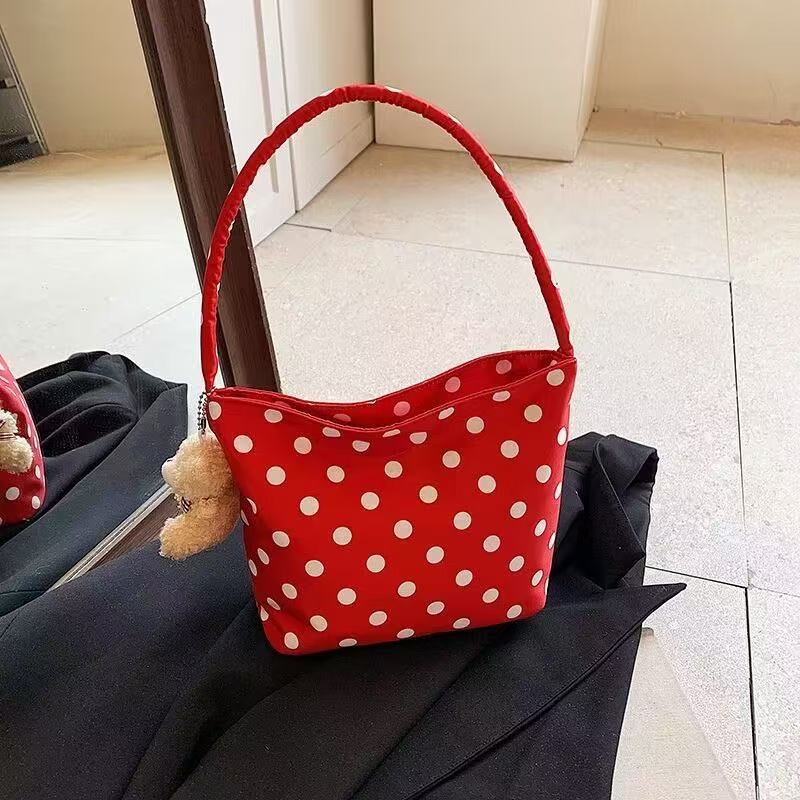 Embroidered Nylon Shoulder Bag
