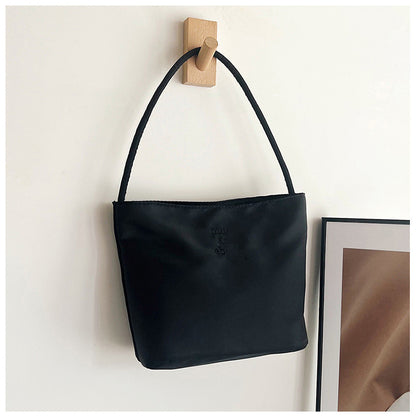Embroidered Nylon Shoulder Bag