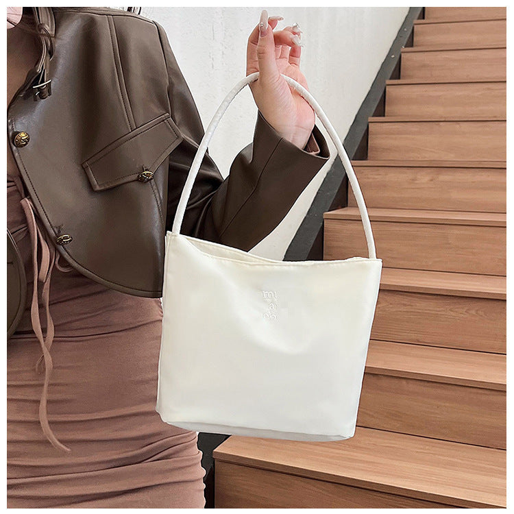 Embroidered Nylon Shoulder Bag
