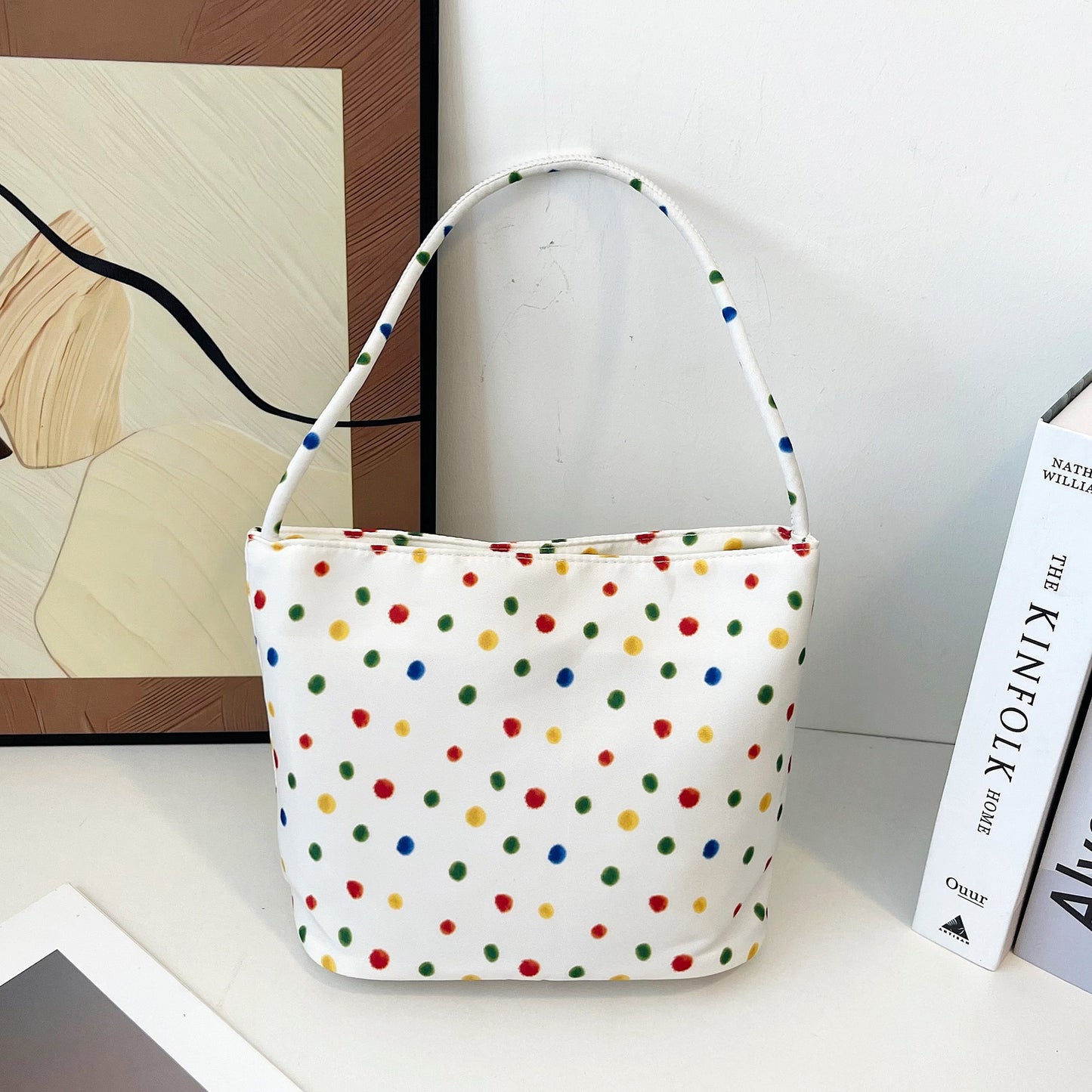 Embroidered Nylon Shoulder Bag