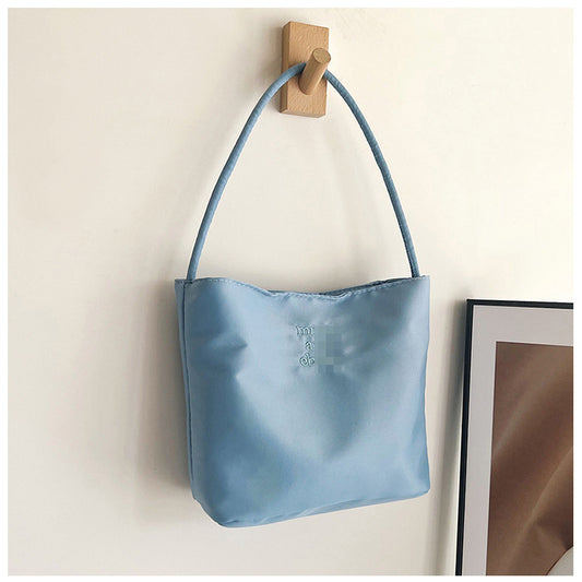 Embroidered Nylon Shoulder Bag