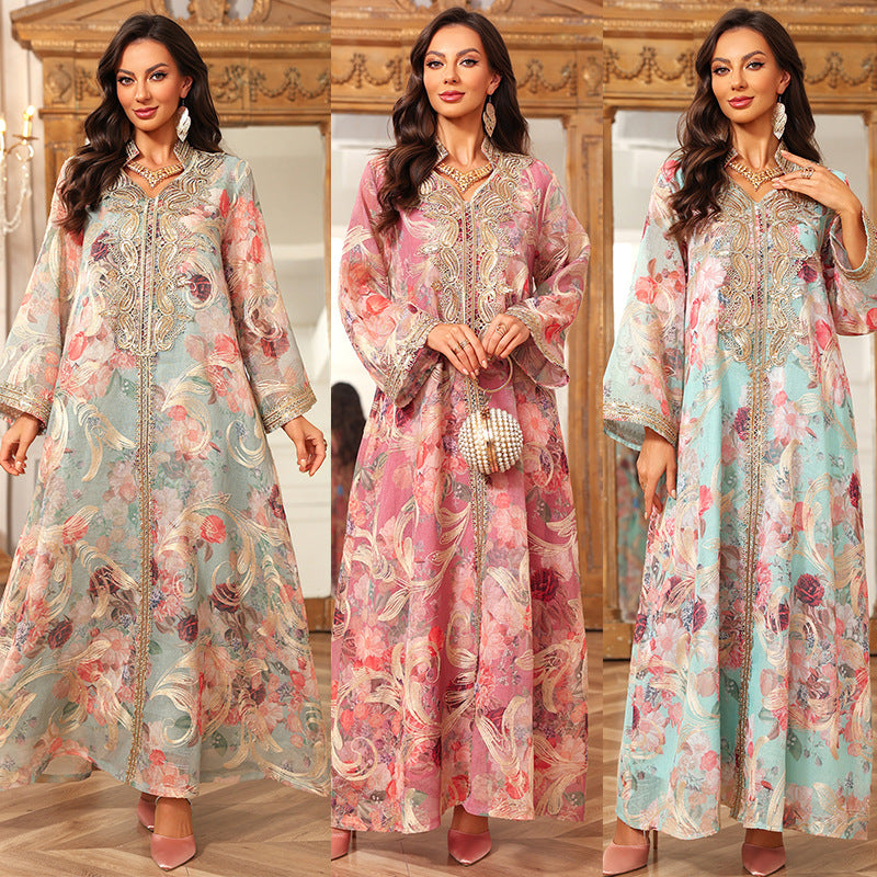 Embroidered Pullover Long Dress