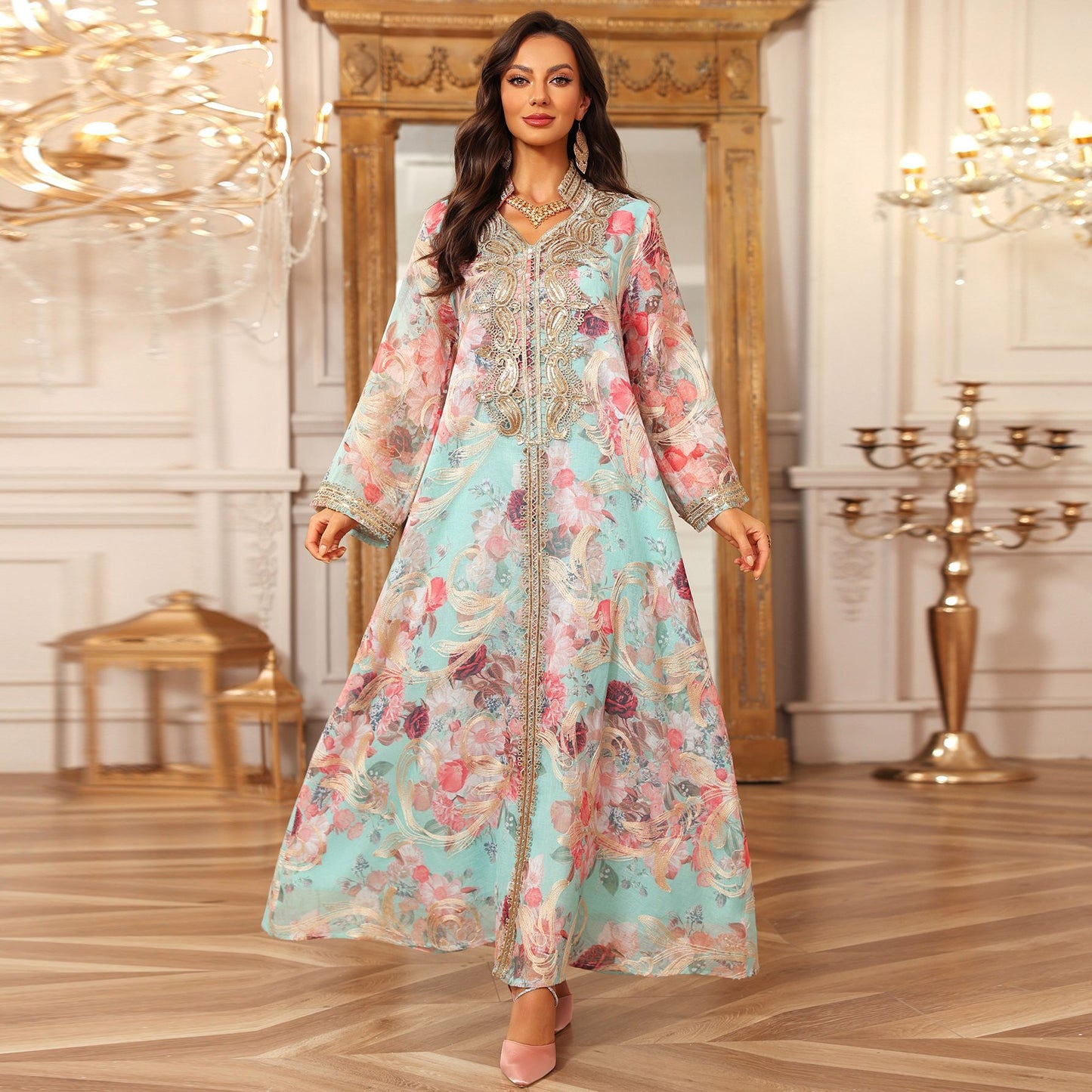Embroidered Pullover Long Dress