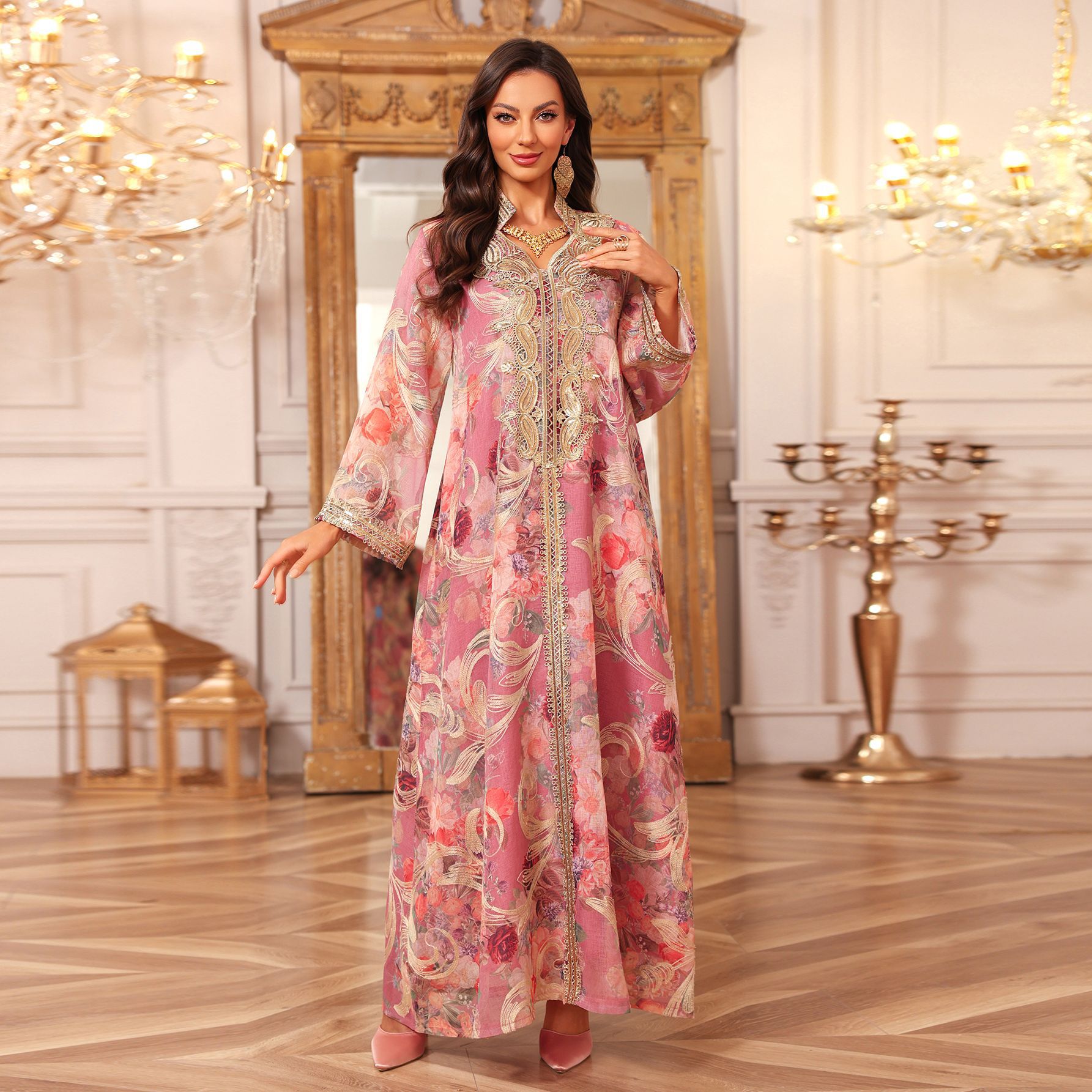 Embroidered Pullover Long Dress