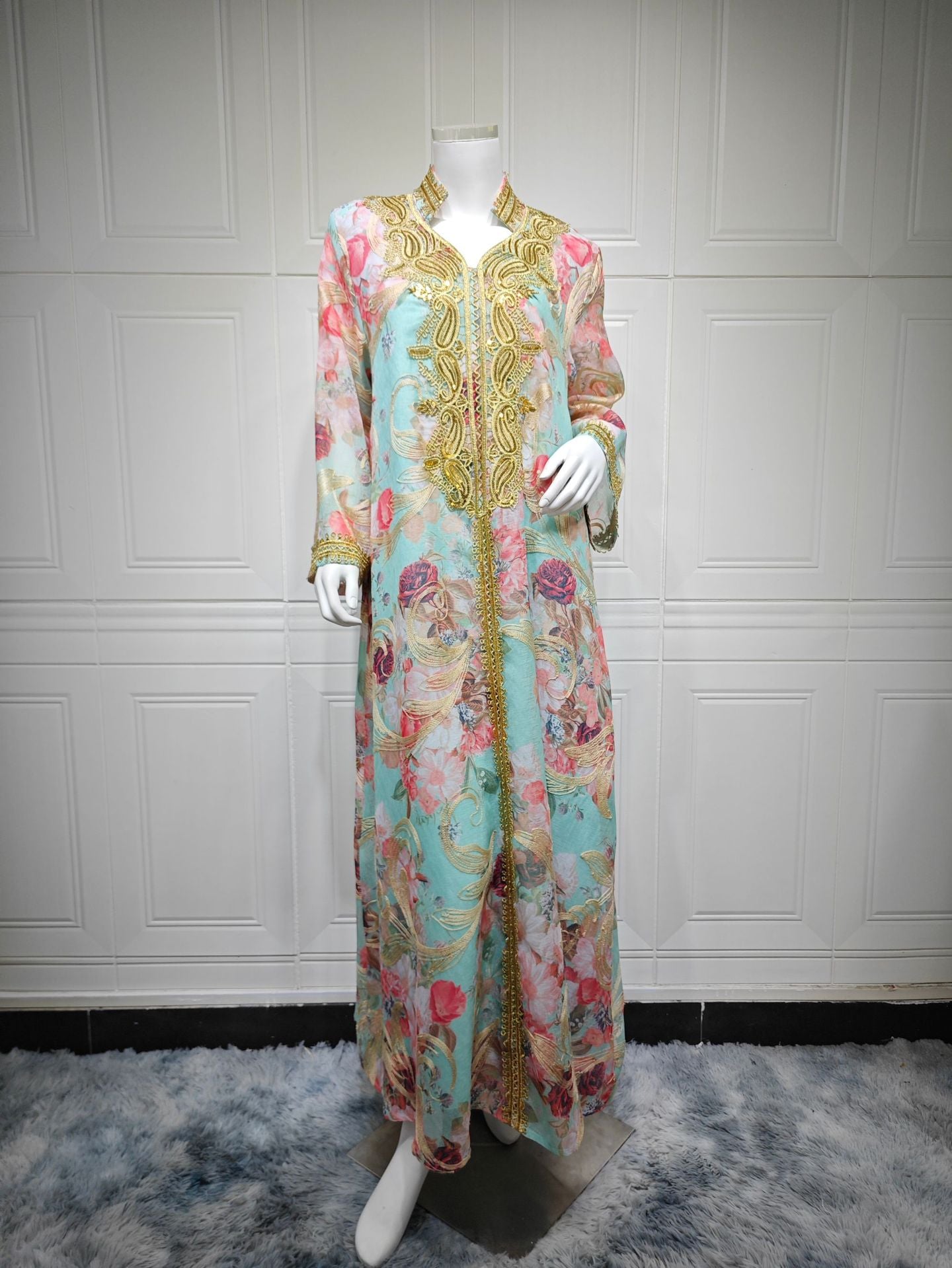 Embroidered Pullover Long Dress