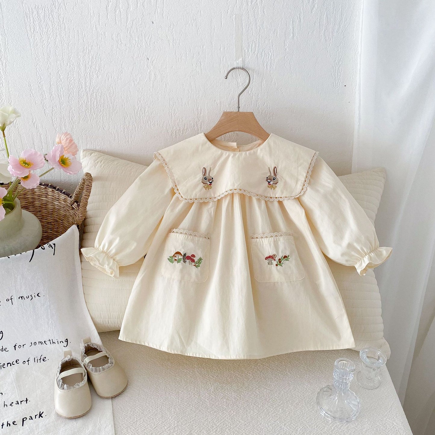 Embroidered Rabbit Childrens Dress