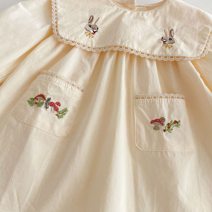 Embroidered Rabbit Childrens Dress