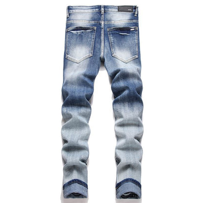 Embroidered Ripped Slim Fit Jeans