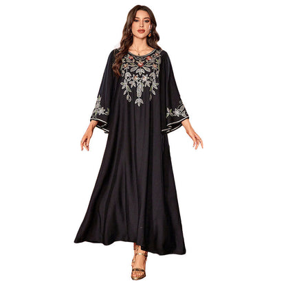 Embroidered sequin heavy-duty dress