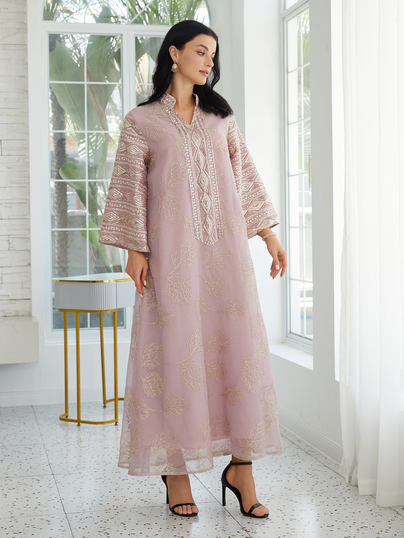Embroidered sequin robe