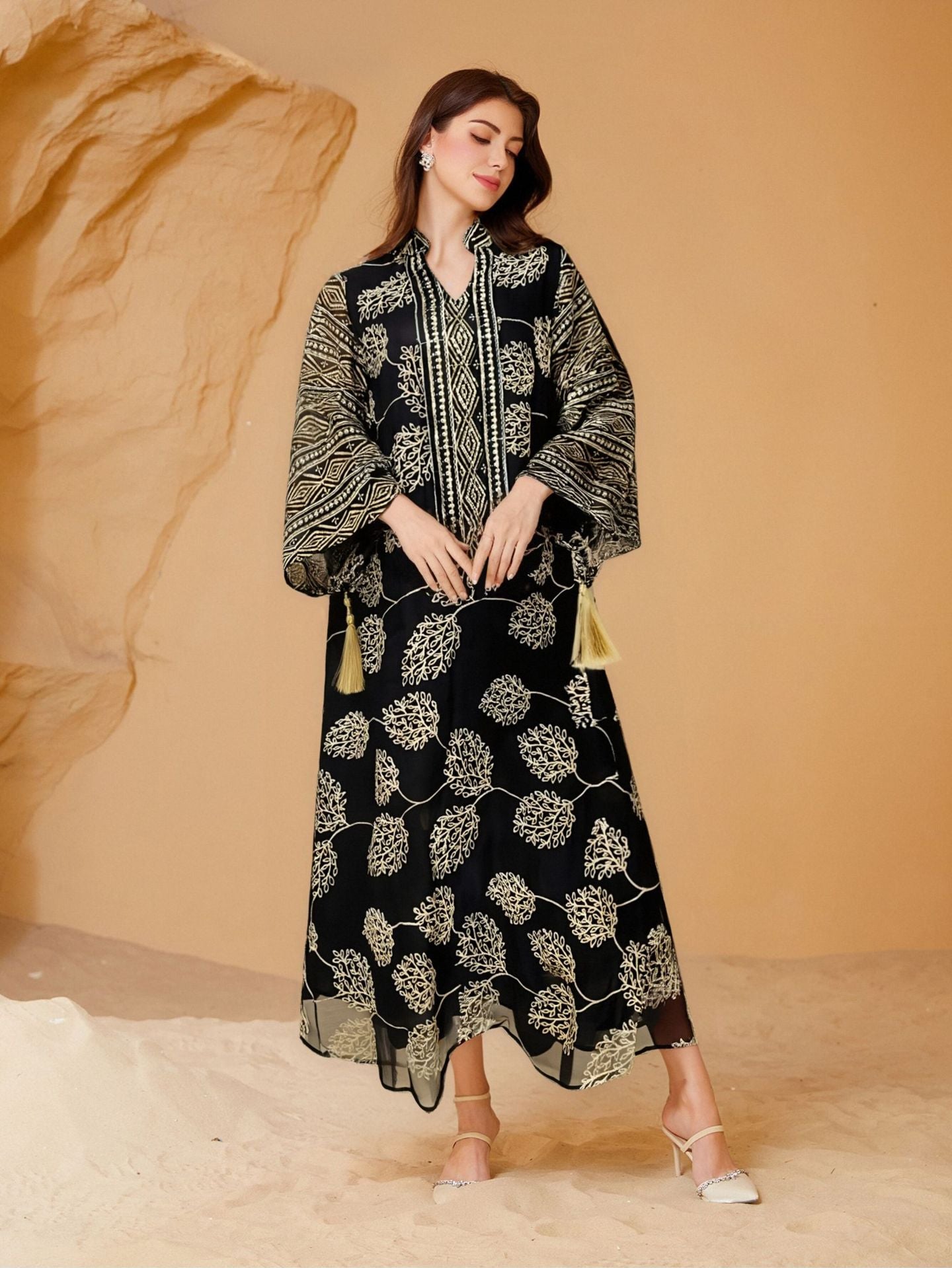 Embroidered sequin robe