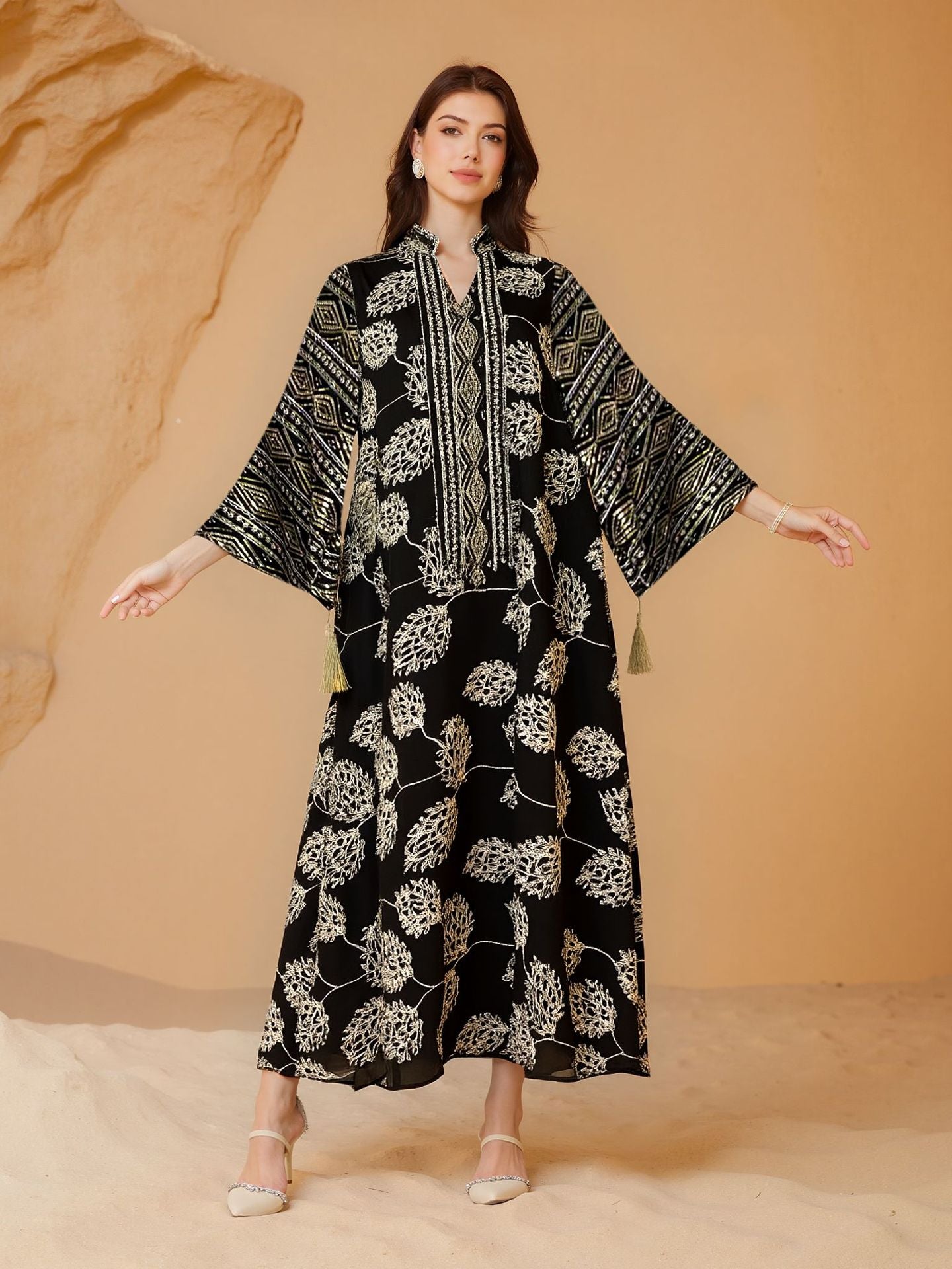 Embroidered sequin robe