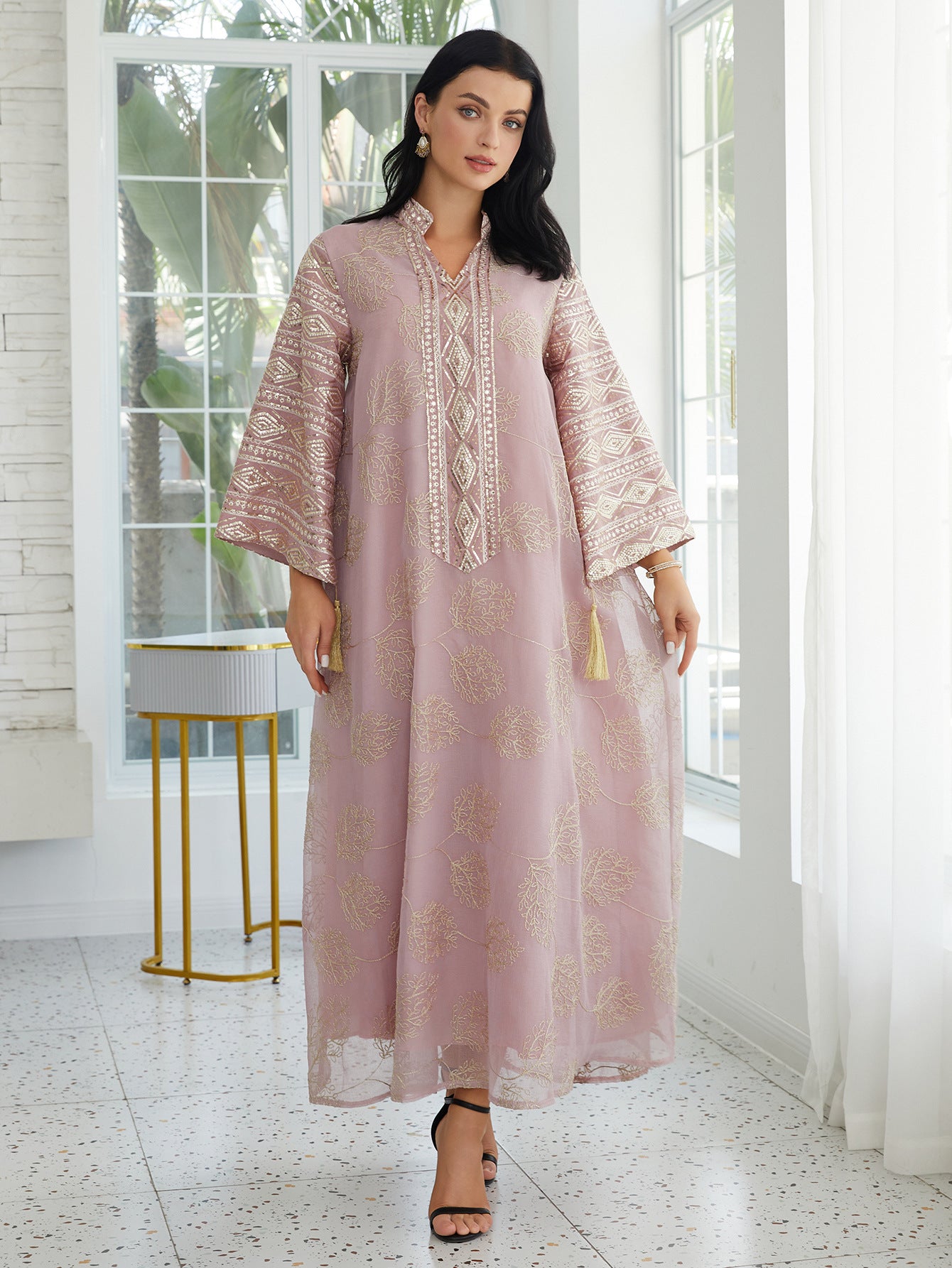 Embroidered sequin robe