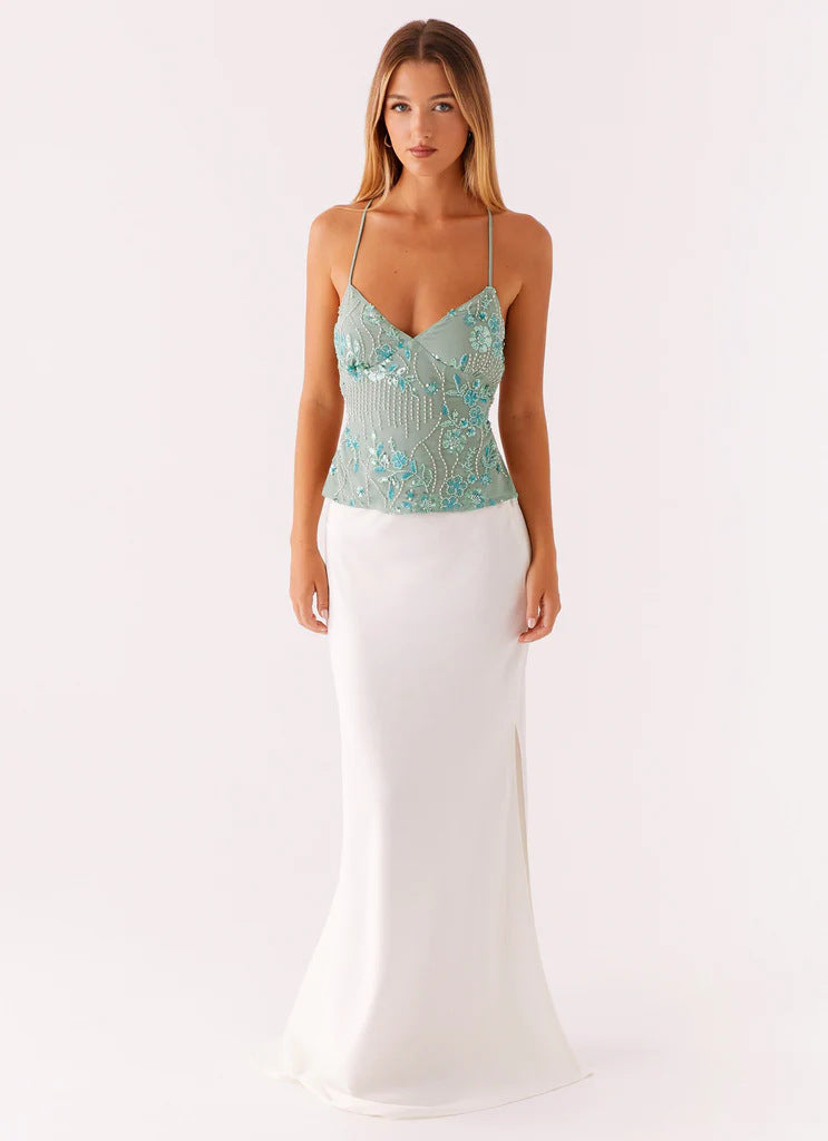 Embroidered Sequin Sling Top for Women