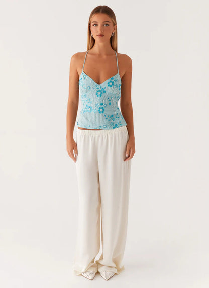 Embroidered Sequin Sling Top for Women