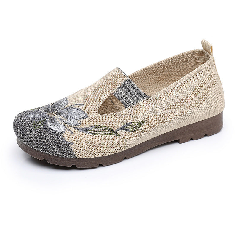 Embroidered Shallow Breathable Casual Mom Shoes