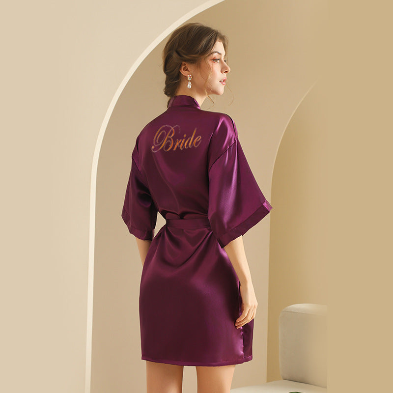 Embroidered Silk Bridal Sleep Gown
