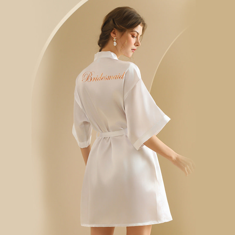 Embroidered Silk Bridal Sleep Gown